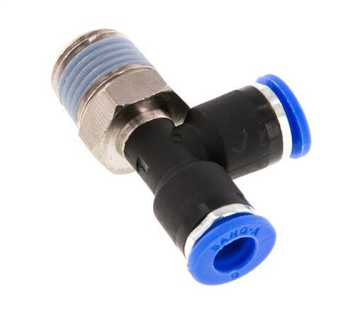 6mm x R1/4'' Right Angle Tee Push-in Fitting with Male Threads Brass/PA 66 NBR Rotatable [2 Pieces]