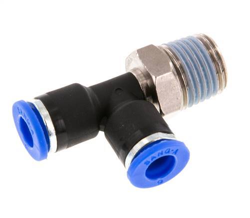 6mm x R1/4'' Right Angle Tee Push-in Fitting with Male Threads Brass/PA 66 NBR Rotatable [2 Pieces]