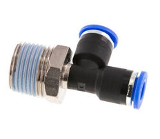 6mm x R3/8'' Right Angle Tee Push-in Fitting with Male Threads Brass/PA 66 NBR Rotatable [2 Pieces]