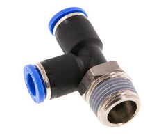 8mm x R3/8'' Right Angle Tee Push-in Fitting with Male Threads Brass/PA 66 NBR Rotatable [2 Pieces]