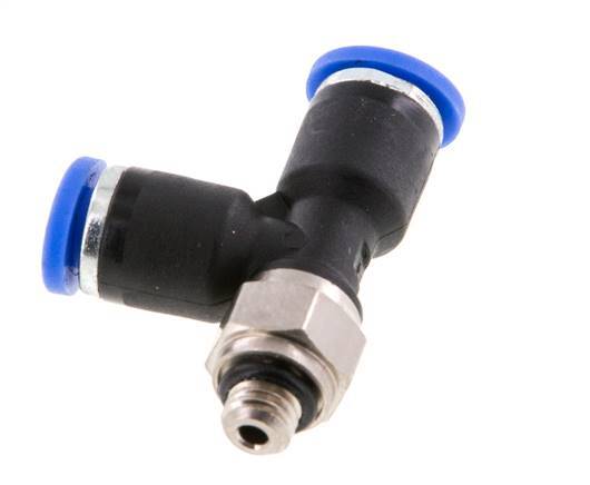 3mm x M 5 Right Angle Tee Push-in Fitting with Male Threads Brass/PA 66 NBR Rotatable [2 Pieces]