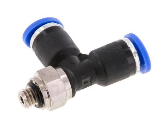 3mm x M 5 Right Angle Tee Push-in Fitting with Male Threads Brass/PA 66 NBR Rotatable [2 Pieces]