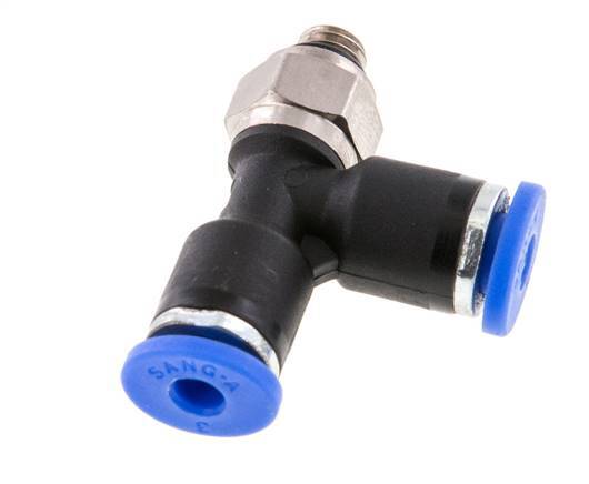 3mm x M 5 Right Angle Tee Push-in Fitting with Male Threads Brass/PA 66 NBR Rotatable [2 Pieces]