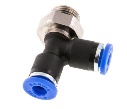 Racor en T en ángulo recto de 4mm x G1/8'' con rosca macho latón/PA 66 NBR giratorio [2 piezas]