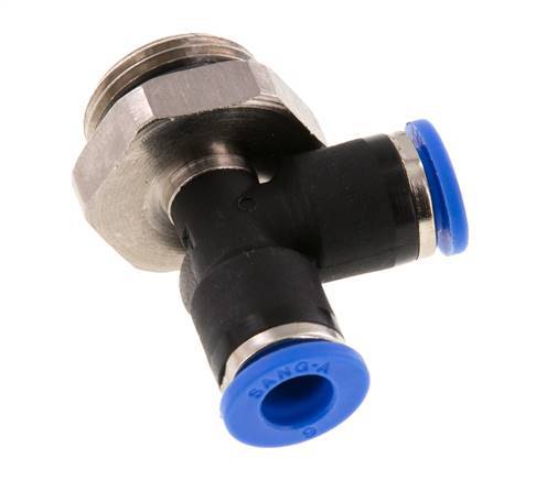6mm x G3/8'' Right Angle Tee Push-in Fitting with Male Threads Brass/PA 66 NBR Rotatable [2 Pieces]