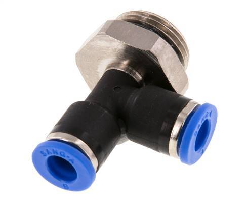 6mm x G3/8'' Right Angle Tee Push-in Fitting with Male Threads Brass/PA 66 NBR Rotatable [2 Pieces]