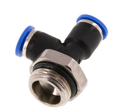 6mm x G3/8'' Right Angle Tee Push-in Fitting with Male Threads Brass/PA 66 NBR Rotatable [2 Pieces]