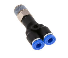4mm x R1/8'' Y Push-in Fitting with Male Threads Brass/PA 66 NBR Rotatable [2 Pieces]