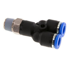 6mm x R1/8'' Y Push-in Fitting with Male Threads Brass/PA 66 NBR Rotatable [2 Pieces]