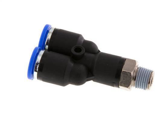 8mm x R1/8'' Y Push-in Fitting with Male Threads Brass/PA 66 NBR Rotatable [2 Pieces]