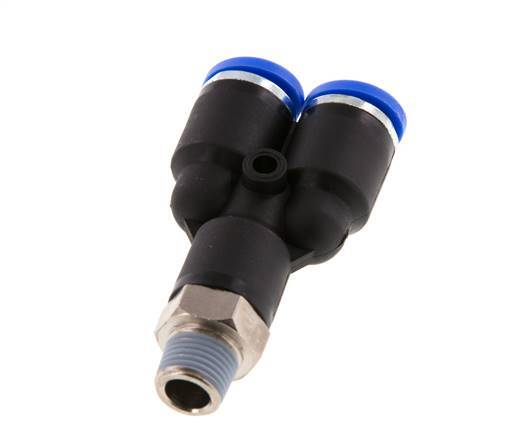 8mm x R1/8'' Y Push-in Fitting with Male Threads Brass/PA 66 NBR Rotatable [2 Pieces]
