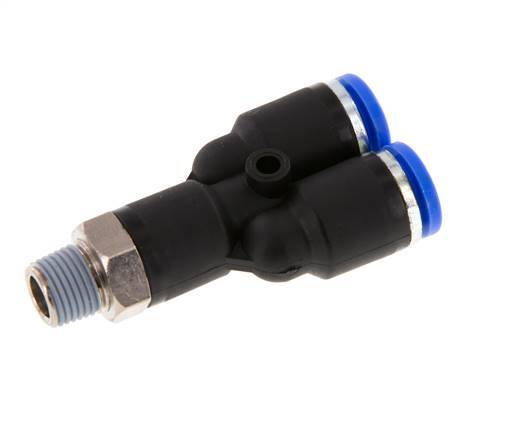 8mm x R1/8'' Y Push-in Fitting with Male Threads Brass/PA 66 NBR Rotatable [2 Pieces]