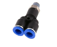 8mm x R1/8'' Y Push-in Fitting with Male Threads Brass/PA 66 NBR Rotatable [2 Pieces]