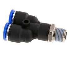 10mm x R1/4'' Y Push-in Fitting with Male Threads Brass/PA 66 NBR Rotatable