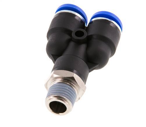 10mm x R1/4'' Y Push-in Fitting with Male Threads Brass/PA 66 NBR Rotatable