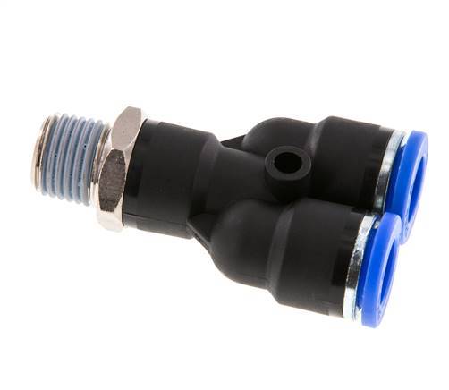 10mm x R1/4'' Y Push-in Fitting with Male Threads Brass/PA 66 NBR Rotatable