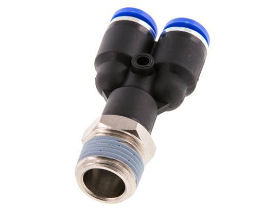 8mm x R3/8'' Y Push-in Fitting with Male Threads Brass/PA 66 NBR Rotatable [2 Pieces]
