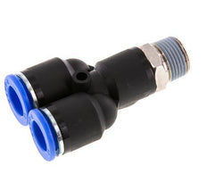 Racor rápido en Y de 12 mm x R3/8'' con rosca macho Latón/PA 66 NBR Giratorio