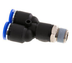 Racor rápido en Y de 12 mm x R3/8'' con rosca macho Latón/PA 66 NBR Giratorio