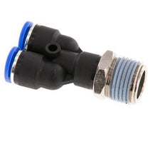 Racor rápido en Y de 10 mm x R1/2'' con rosca macho Latón/PA 66 NBR Giratorio