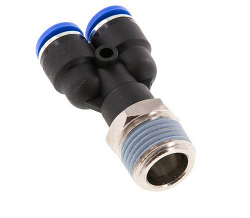 Racor rápido en Y de 10 mm x R1/2'' con rosca macho Latón/PA 66 NBR Giratorio