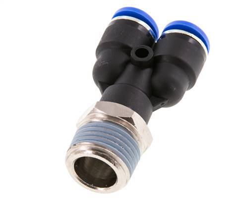 Racor rápido en Y de 10 mm x R1/2'' con rosca macho Latón/PA 66 NBR Giratorio