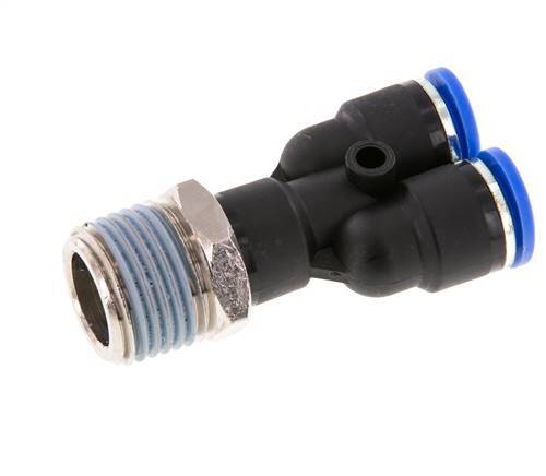 Racor rápido en Y de 10 mm x R1/2'' con rosca macho Latón/PA 66 NBR Giratorio