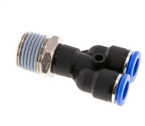 Racor rápido en Y de 10 mm x R1/2'' con rosca macho Latón/PA 66 NBR Giratorio