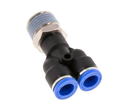 Racor rápido en Y de 10 mm x R1/2'' con rosca macho Latón/PA 66 NBR Giratorio
