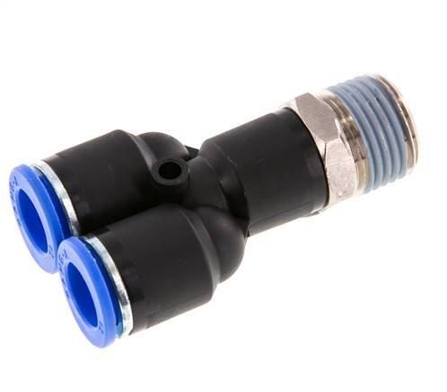 Racor rápido en Y de 12 mm x R1/2'' con rosca macho Latón/PA 66 NBR Giratorio
