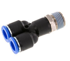 Racor rápido en Y de 12 mm x R1/2'' con rosca macho Latón/PA 66 NBR Giratorio