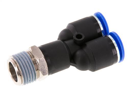 Racor rápido en Y de 12 mm x R1/2'' con rosca macho Latón/PA 66 NBR Giratorio