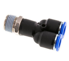 Racor rápido en Y de 12 mm x R1/2'' con rosca macho Latón/PA 66 NBR Giratorio