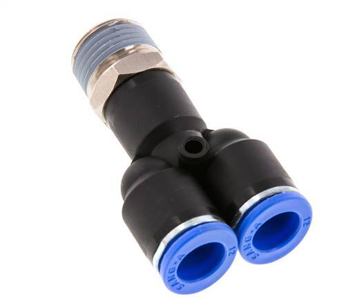 Racor rápido en Y de 12 mm x R1/2'' con rosca macho Latón/PA 66 NBR Giratorio