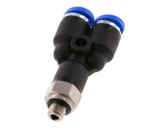 4mm x M 5 Y Push-in Fitting with Male Threads Brass/PA 66 NBR Rotatable [2 Pieces]