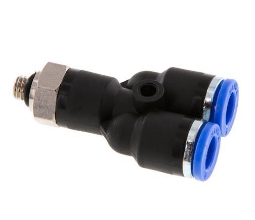 6mm x M 5 Y Push-in Fitting with Male Threads Brass/PA 66 NBR Rotatable [2 Pieces]