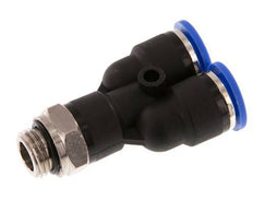 10mm x G1/4'' Y Push-in Fitting with Male Threads Brass/PA 66 NBR Rotatable