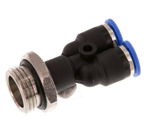 6mm x G3/8'' Y Push-in Fitting with Male Threads Brass/PA 66 NBR Rotatable [2 Pieces]