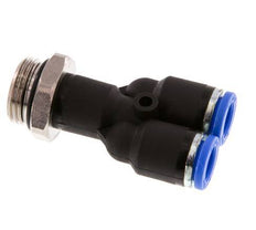 Racor rápido en Y de 8mm x G3/8'' con rosca macho latón/PA 66 NBR giratorio [2 piezas]
