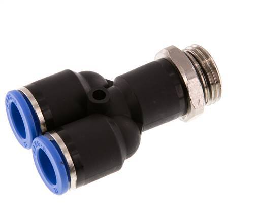 12mm x G1/2'' Y Push-in Fitting with Male Threads Brass/PA 66 NBR Rotatable