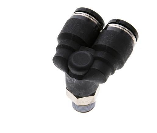 8mm x R1/8'' Y Push-in Fitting with Male Threads Brass/PBT NBR Rotatable