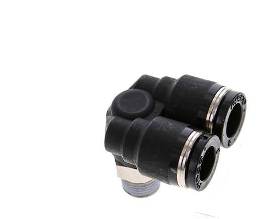 8mm x R1/8'' Y Push-in Fitting with Male Threads Brass/PBT NBR Rotatable