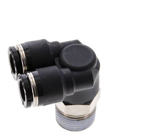 8mm x R3/8'' Y Push-in Fitting with Male Threads Brass/PBT NBR Rotatable