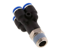 6mm x R1/4'' 4-way Y Manifold Push-in Fitting with Male Threads Brass/PA 66 NBR Rotatable