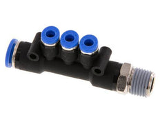 Racor rápido de 3 vías de 4mm x 8mm x R1/4'' con rosca macho Latón/PA 66 NBR Giratorio