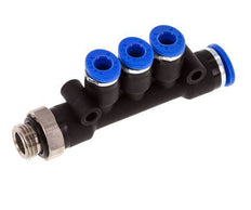 4mm x 6mm x G1/8'' 3-way Manifold Push-in Fitting with Male Threads Brass/PA 66 NBR Rotatable