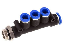 Racor rápido de 3 vías con rosca macho 8mm x 10mm x G3/8'' Latón/PA 66 NBR Giratorio
