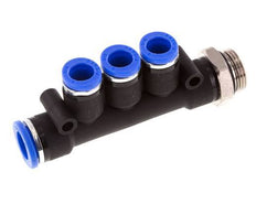 Racor rápido de 3 vías con rosca macho 8mm x 10mm x G3/8'' Latón/PA 66 NBR Giratorio