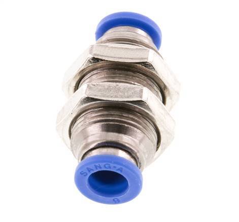 6mm Push-in Fitting Brass/PA 66 NBR Bulkhead [2 Pieces]