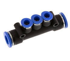 6mm x 10mm 3-way Manifold Push-in Fitting Brass/PA 66 NBR